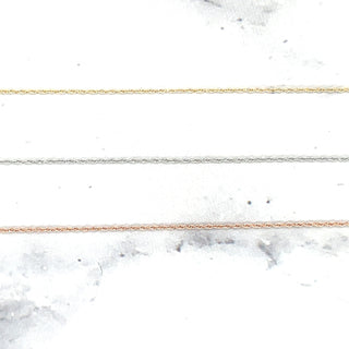 Solid 14K Rose Gold 16" 18" 20" Basic Delicate Rope Chain, 0.95mm Wide, Real Gold Chain, Dainty Chain