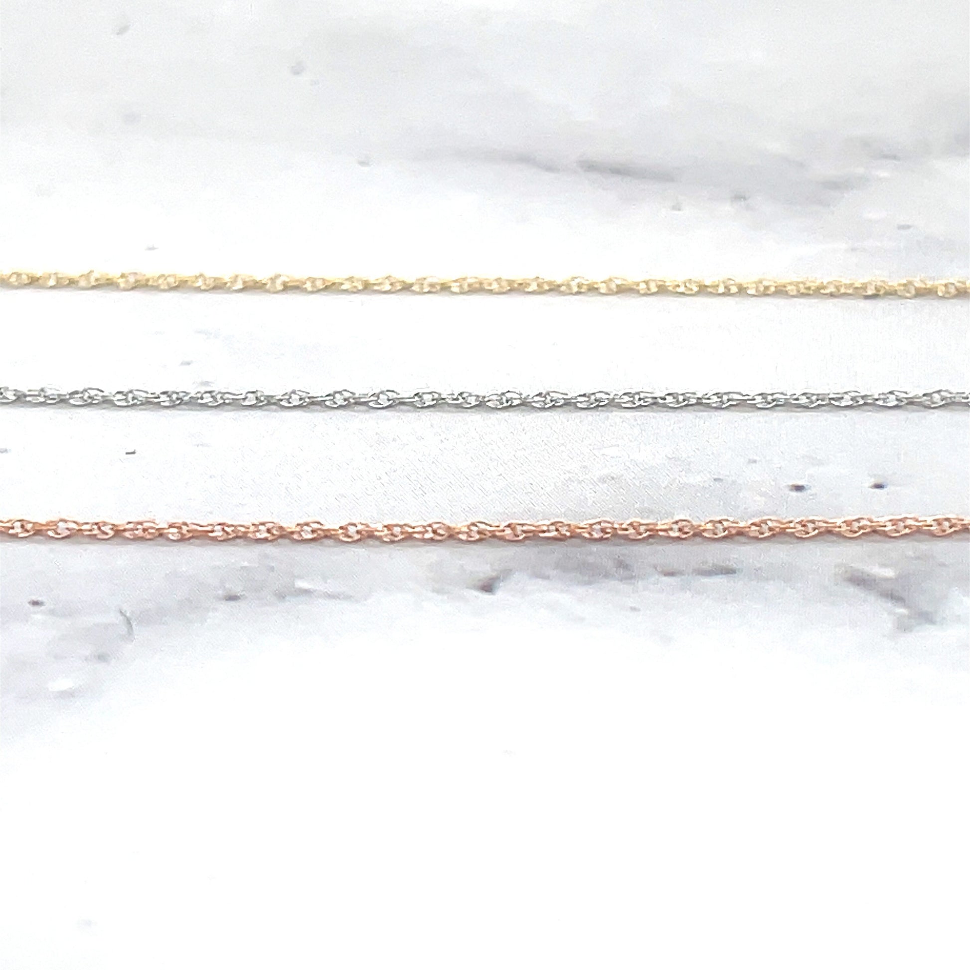 Solid 14K Rose Gold 16" 18" 20" Basic Delicate Rope Chain, 0.95mm Wide, Real Gold Chain, Dainty Chain