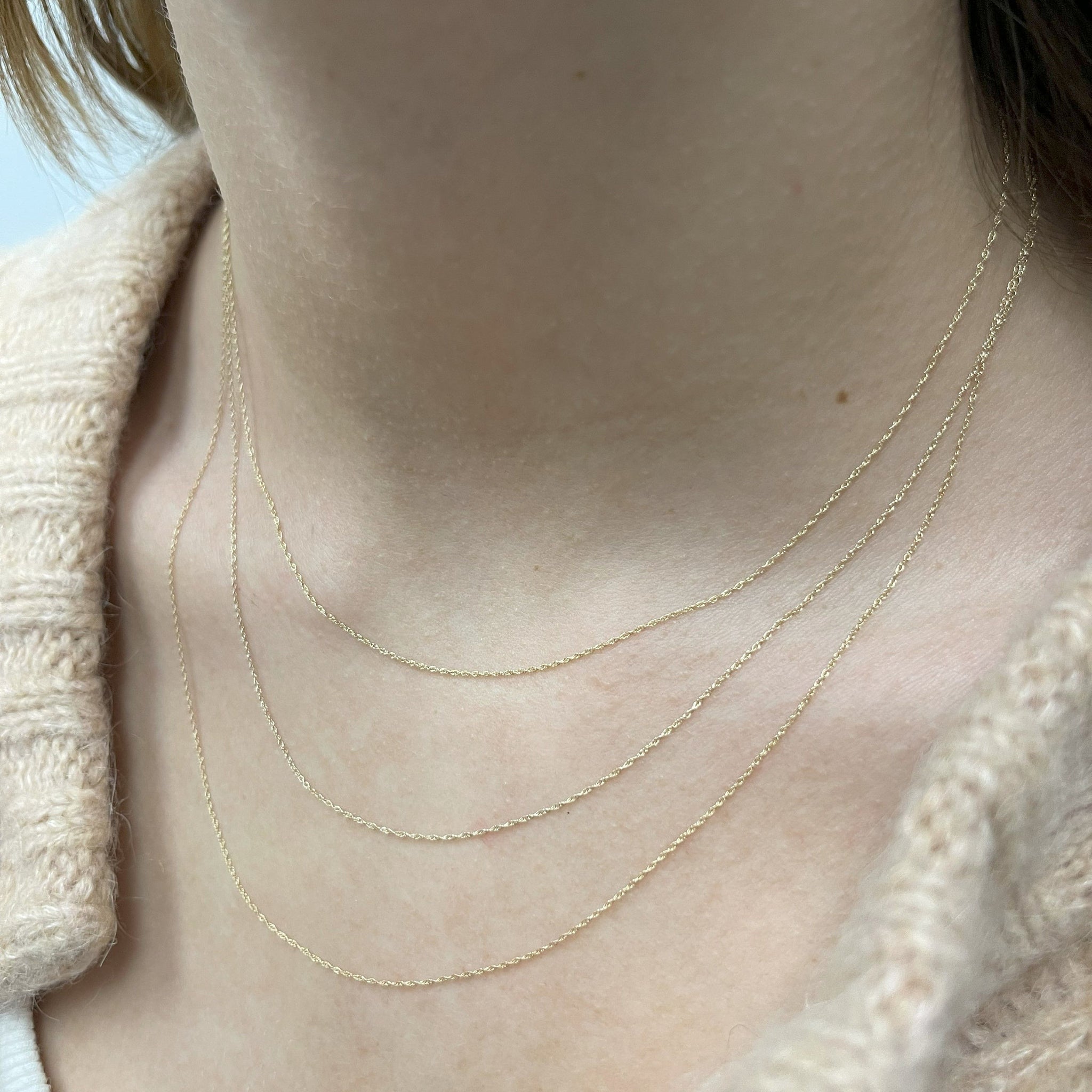 Solid 14K White Gold 16" 18" 20" Basic Delicate Rope Chain, 0.95mm Wide, Real Gold Chain, Dainty Chain