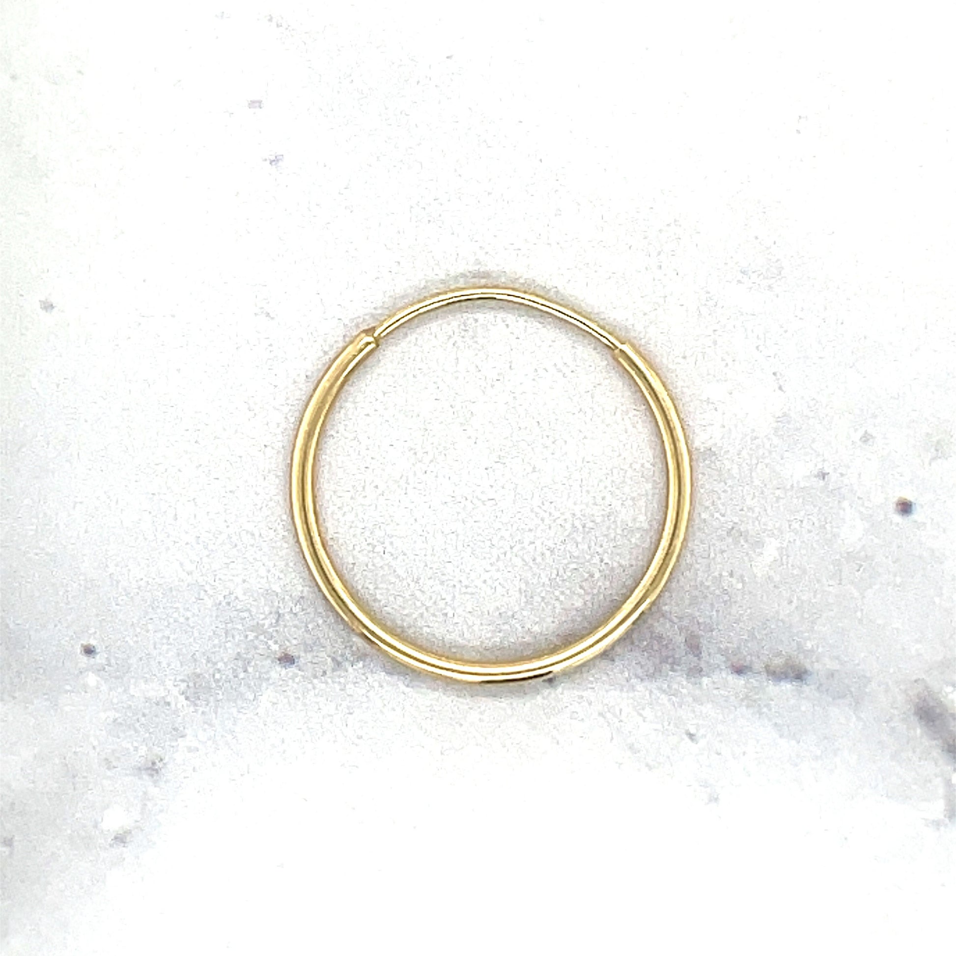 14K Yellow Gold 15mm Thin Endless Hoop Earring, 1.5mm Wide ,Real Gold Hoop Earrings Gift for her