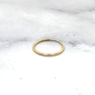 14K Yellow Gold 15mm Thin Endless Hoop Earring, 1.5mm Wide ,Real Gold Hoop Earrings Gift for her