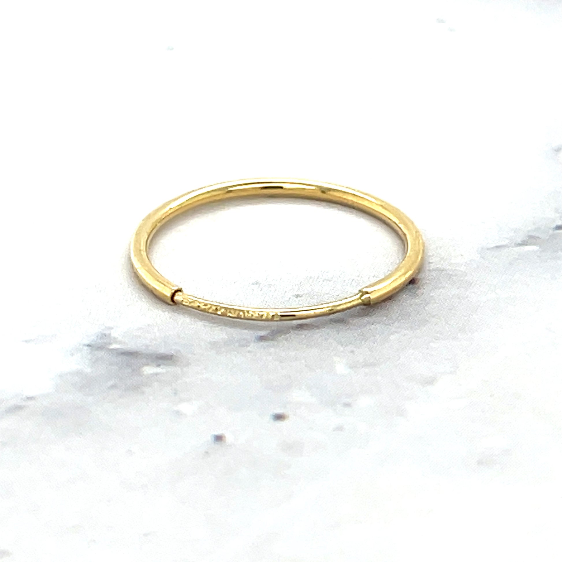 14K Yellow Gold 15mm Thin Endless Hoop Earring, 1.5mm Wide ,Real Gold Hoop Earrings Gift for her