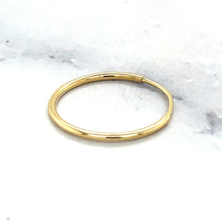 14K Yellow Gold 15mm Thin Endless Hoop Earring, 1.5mm Wide ,Real Gold Hoop Earrings Gift for her