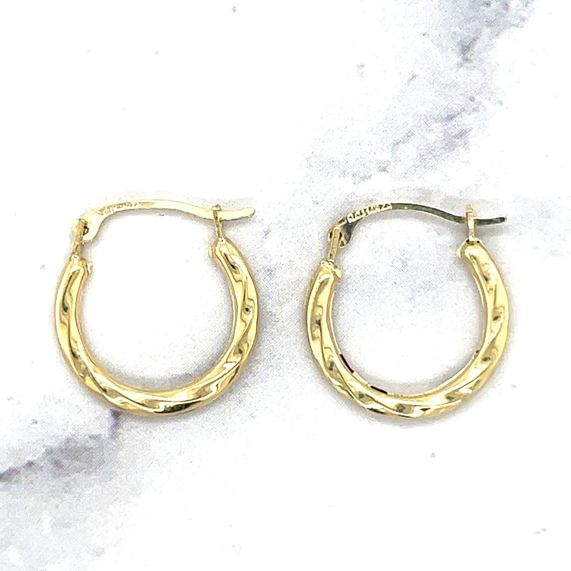 14K Yellow Gold 15x10mm Twisted Back to Back Light weight Hoop Earring ,Real Gold Hoop Earrings, Gift for her, Women