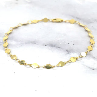 14K Gold 7" Polished Round Mirror Chain Bracelet, 4mm Wide, Real Gold Bracelet, Yellow Gold Bracelet, White Gold Bracelet, Women