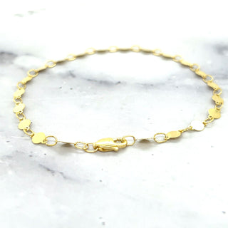 14K Gold 7" Polished Round Mirror Chain Bracelet, 4mm Wide, Real Gold Bracelet, Yellow Gold Bracelet, White Gold Bracelet, Women