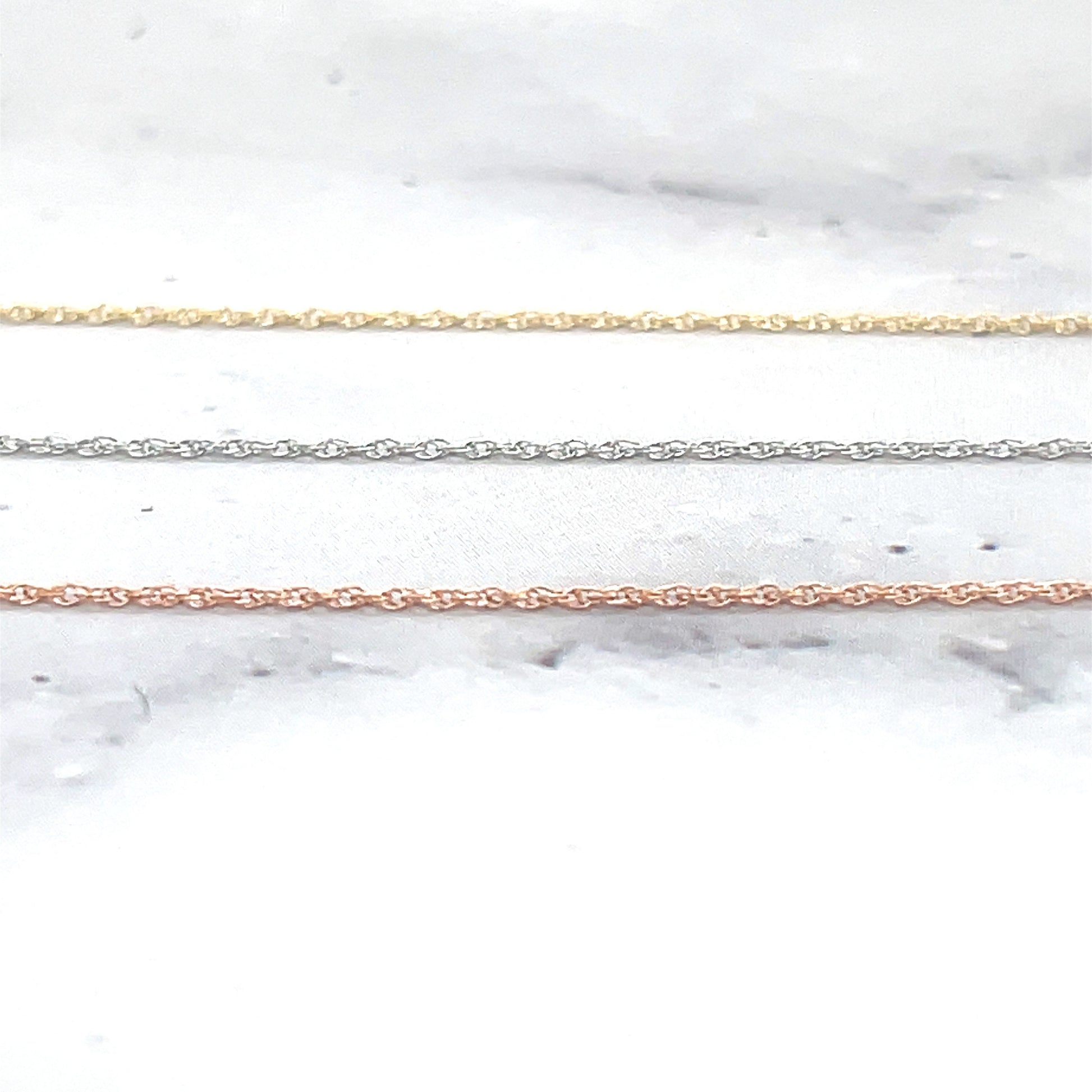 Solid 14K Gold 16" 18" 20" Basic Delicate Rope Chain, 0.95mm Wide, Real Gold Chain, Dainty Chain, Yellow Gold, White Gold, Rose Gold, Women