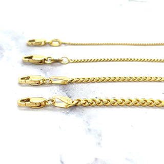 Solid 14K Yellow Gold Curb Gourmette Chain, 1mm 1.4mm 2.2mm 2.8mm Wide, 16" 18" 20" 22" 24" 30" Inch, Gourmette Necklace, Real Gold Chain