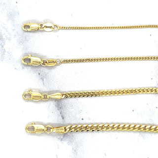 Solid 14K Yellow Gold Curb Gourmette Chain, 1mm 1.4mm 2.2mm 2.8mm Wide, 16" 18" 20" 22" 24" 30" Inch, Gourmette Necklace, Real Gold Chain