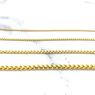 Solid 14K Yellow Gold Curb Gourmette Chain, 1mm 1.4mm 2.2mm 2.8mm Wide, 16" 18" 20" 22" 24" 30" Inch, Gourmette Necklace, Real Gold Chain