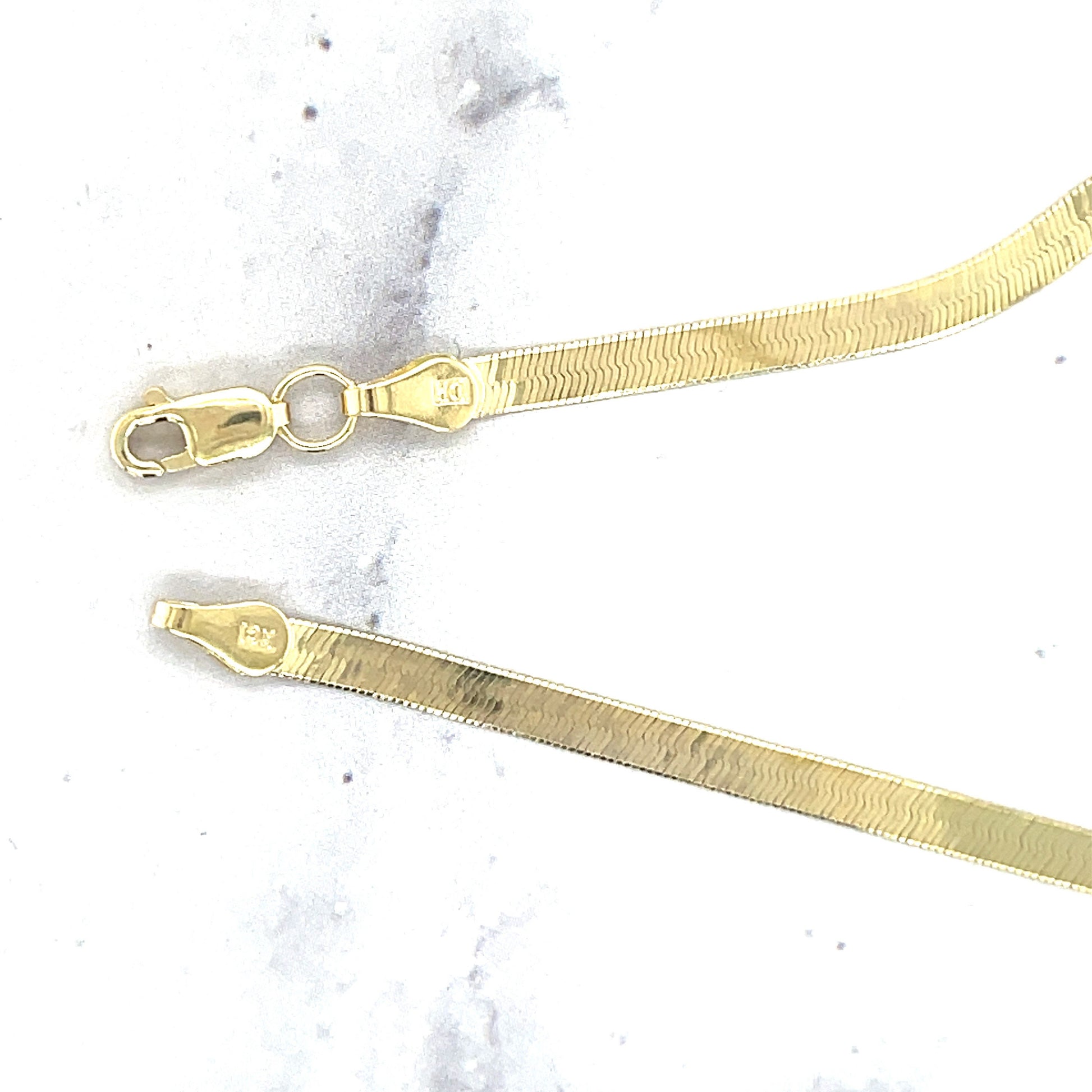 14K Solid Yellow Gold 14" 16" 18" 20" 24" Inch Herringbone Chain Necklace, 3mm Wide, Real Gold Chain, Women Necklace