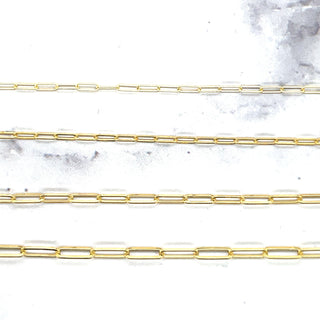 Solid 14K Yellow Gold 16" 18" 20" 24" Inch Paperclip Link Chain Necklace, 1.2mm 1.5mm 2.1mm 2.5 mm 3.5mm 4mm Wide, Solid Gold