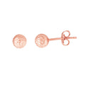 14K Yellow Gold 5mm Diamond Cut/ Textured Crystal Cut Ball Stud Earring, Rose Gold, White Gold, Women Gold Studs