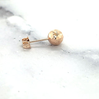 14K Rose Gold 7mm Faceted Diamond Cut Ball Stud Earring, Real Gold Earrings, Ball Earrings, Round Earrings, Women