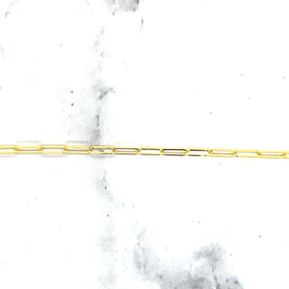 Solid 14K Yellow Gold 7 Inch Paperclip Link Chain Bracelet, 2.5mm Wide