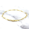 Solid 14K Yellow Gold 7 Inch Alternating Paperclip Link Chain Bracelet, 2.8mm Wide