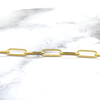 Solid 14K Yellow Gold 7.25 Inch Paperclip Link Chain Bracelet, 3.5mm Wide