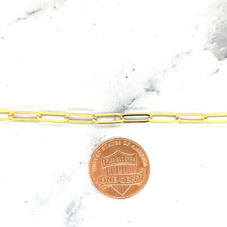 Solid 14K Yellow Gold 7.25 Inch Paperclip Link Chain Bracelet, 3.5mm Wide