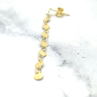 14K Yellow Gold Long Mirror Chain Drop Stud Earring, Fashion Earrings, White Gold, Women