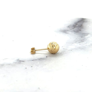 14K Yellow Gold 7mm Diamond Cut/ Textured Crystal Cut Ball Stud Earring, White Gold, Rose Gold, Women Gold Sud Earrings