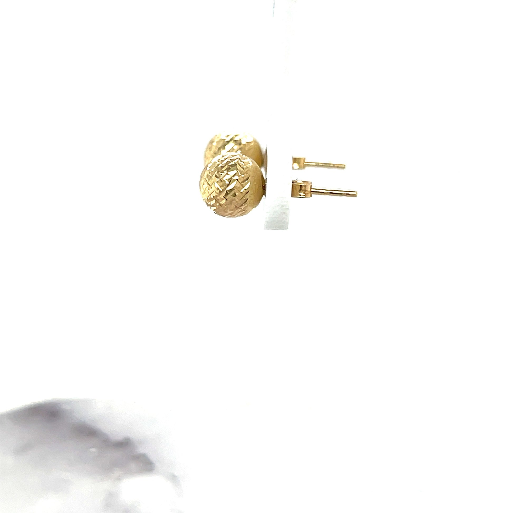 14K Yellow Gold 7mm Diamond Cut/ Textured Crystal Cut Ball Stud Earring, White Gold, Rose Gold, Women Gold Sud Earrings