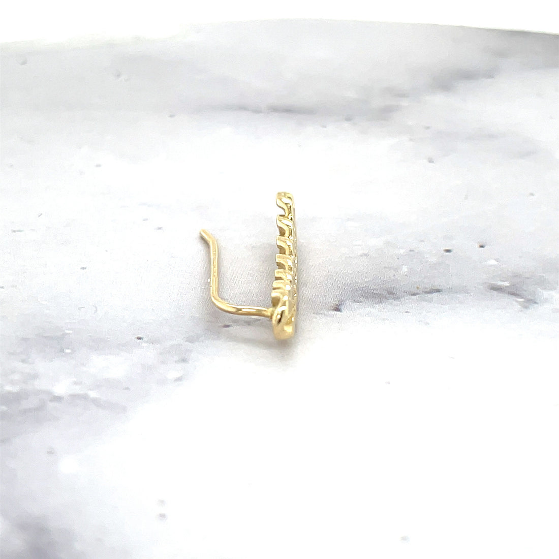 14K Yellow Gold 22x5mm Polished Curb Climber Earring with Wire Clasp, Real Gold Earrings, Climber Earrings, Women