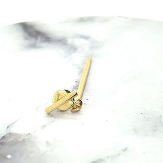 14K Yellow Gold Polished Bar With Horizontal Post Linear Drop Stud Earring, Real Gold Earrings, Women