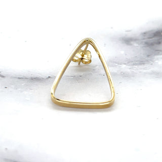 14K Yellow Gold Large 28x18mm Open Triangle Earring, Triangle Earrings, Real Gold Earrings, Women