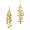 14K Yellow Gold Large Textured Dangle Earring with Wire Clasp, Real Gold Earrings, Women