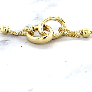 14K Yellow Gold 9.25" Interlocked Rings Friendship Bracelet