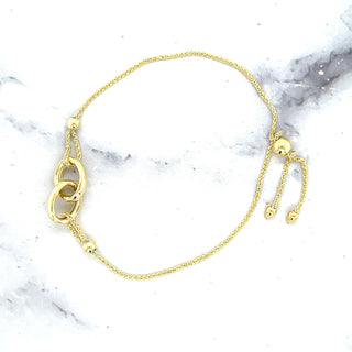 14K Yellow Gold 9.25" Interlocked Rings Friendship Bracelet