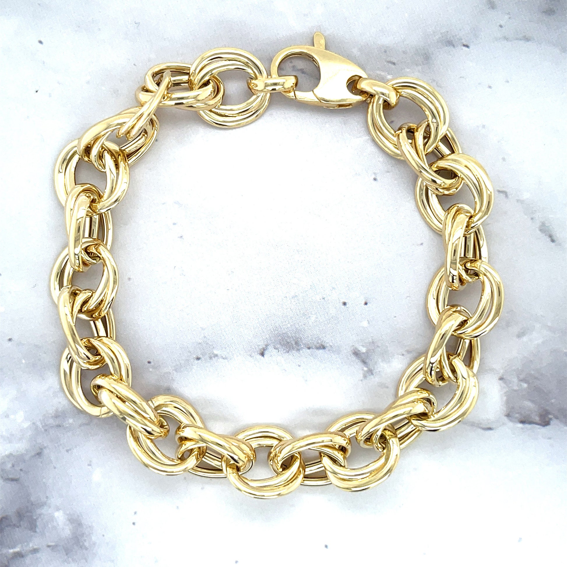 14K Yellow Gold 8" Polished Round Double Link Bracelet