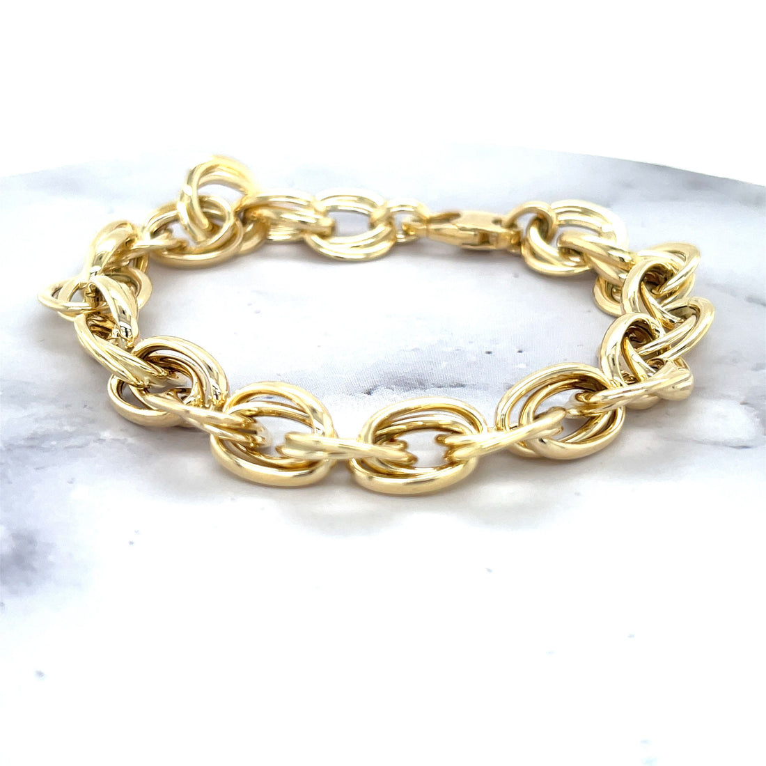 14K Yellow Gold 8" Polished Round Double Link Bracelet