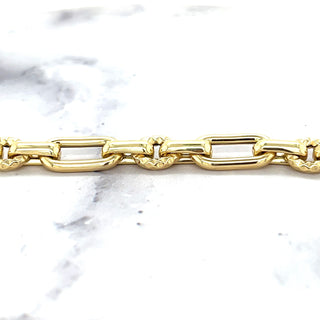 14K Yellow Gold 6.3mm Cable Oval Link Fancy Bracelet, 7.5" Real Gold Necklace, Elongated Oval Link Bracelet, Women