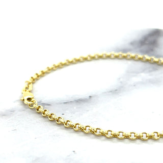 14K Yellow Gold 7" Lite Rolo Chain Bracelet, 2.5mm wide, Classic Gold Bracelet, Real Gold, White Gold, Women