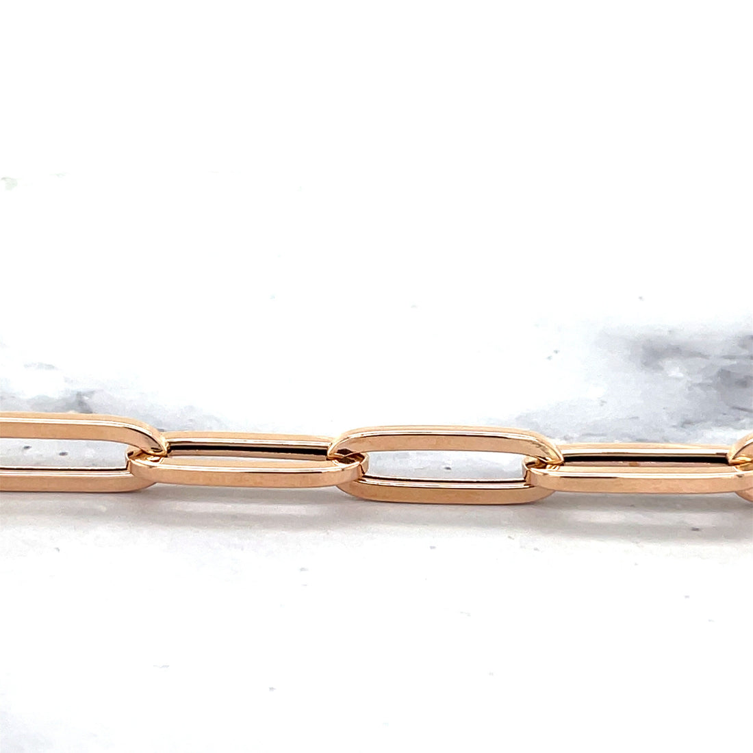 14K Rose Gold 7.5" Paperclip Chain Bracelet, 6.1mm wide