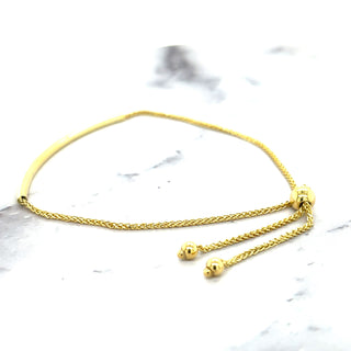 14K Yellow Gold 9.25" Polished Curved Bar Friendship Bracelet