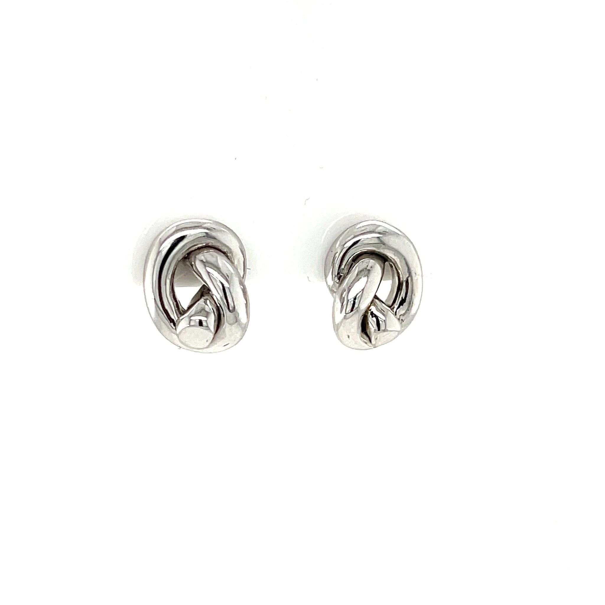 14K White Gold Polished Puffed Love Knot Stud Earring, Knot Earrings, Real Gold Earrings, Yellow Gold, Rose Gold, Women