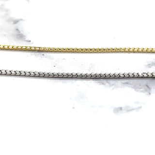 Solid 14K Yellow Gold 16" Round Ice Box Chain, 1.3mm Wide, Real Gold, Women