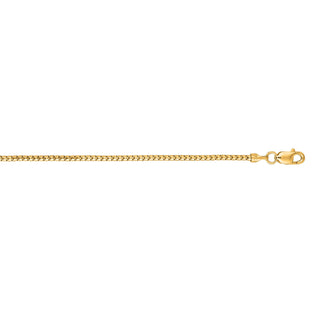 Solid 14K Yellow Gold 16" Round Ice Box Chain, 1.3mm Wide, Real Gold, Women