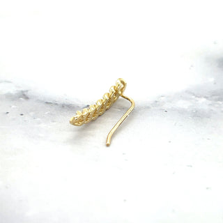 14K Yellow Gold 22x5mm Polished Curb Climber Earring with Wire Clasp, Real Gold Earrings, Climber Earrings, Women