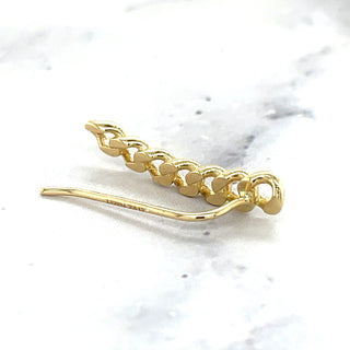 14K Yellow Gold 22x5mm Polished Curb Climber Earring with Wire Clasp, Real Gold Earrings, Climber Earrings, Women