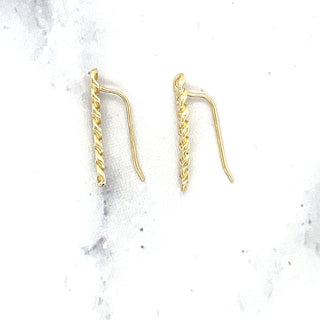 14K Yellow Gold 22x5mm Polished Curb Climber Earring with Wire Clasp, Real Gold Earrings, Climber Earrings, Women