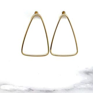 14K Yellow Gold Large 28x18mm Open Triangle Earring, Triangle Earrings, Real Gold Earrings, Women