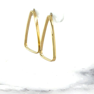 14K Yellow Gold Large 28x18mm Open Triangle Earring, Triangle Earrings, Real Gold Earrings, Women