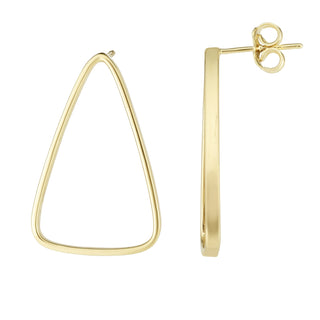 14K Yellow Gold Large 28x18mm Open Triangle Earring, Triangle Earrings, Real Gold Earrings, Women