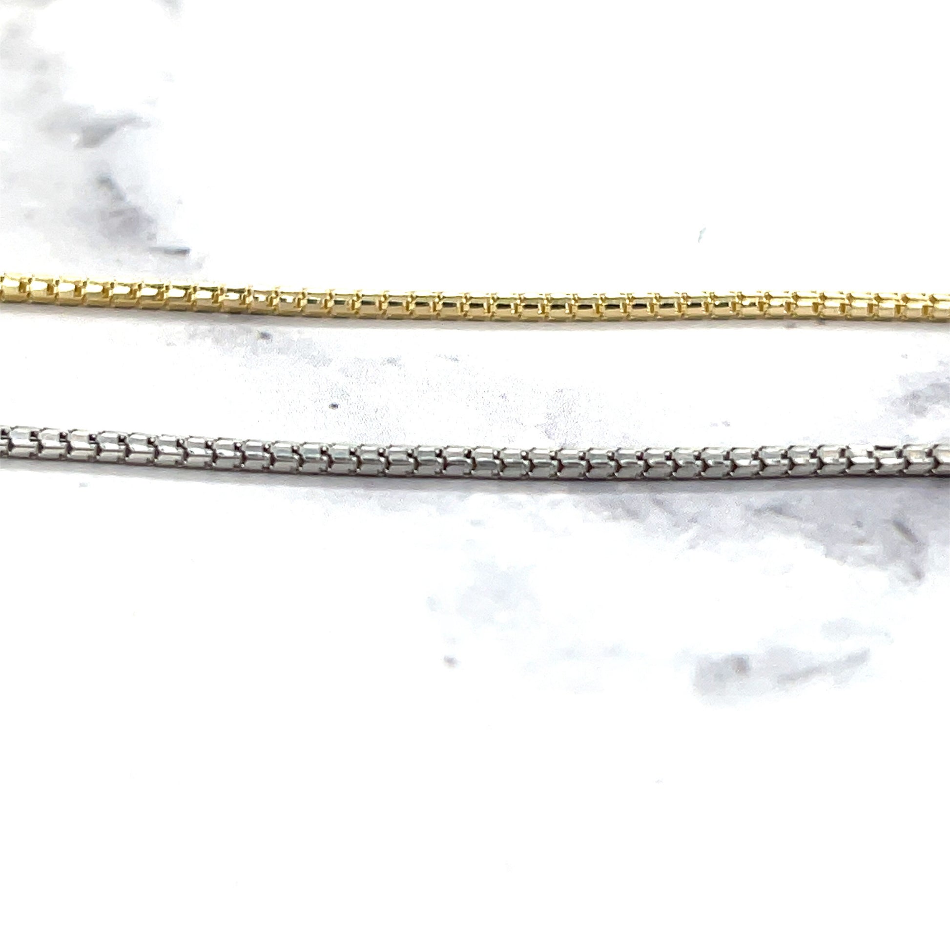 Solid 14K White Gold 16" Round Ice Box Chain, 1.3mm Wide, Real Gold, Women