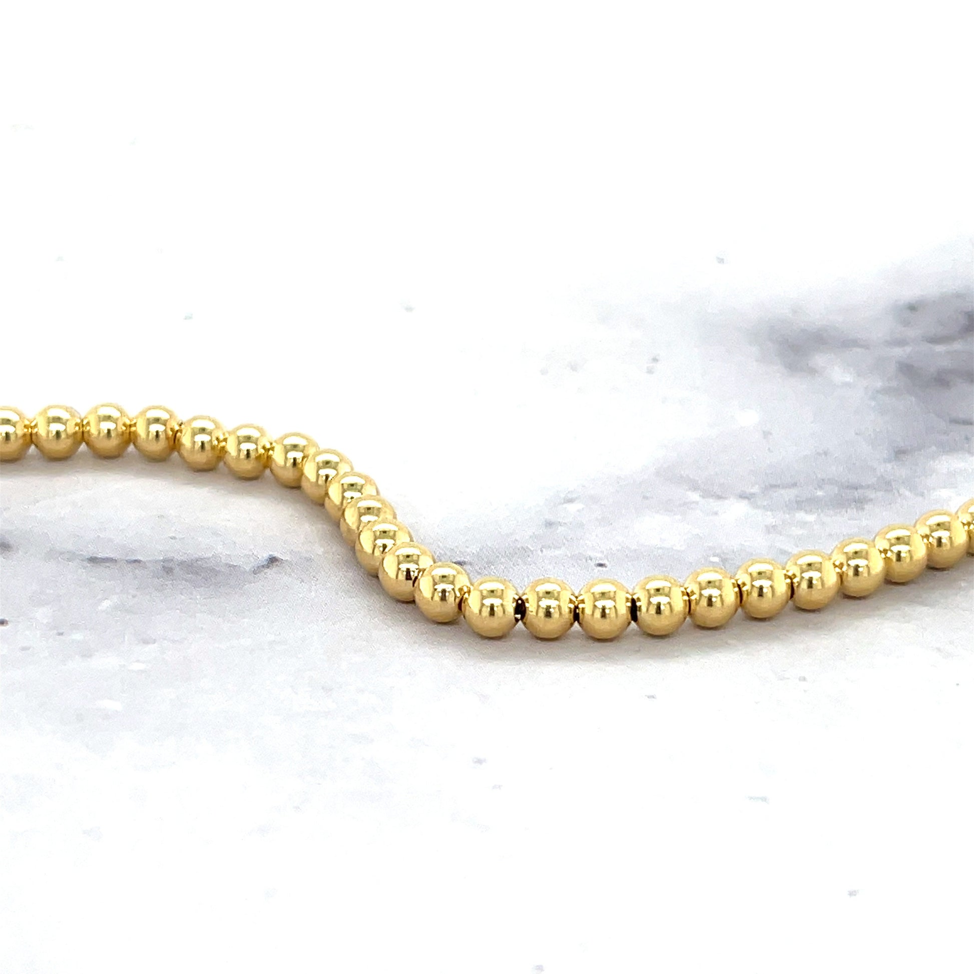 14K Yellow Gold 6"-8" Adjustable Polished Beaded Bracelet, Ball Bracelet, 3mm Wide, Women