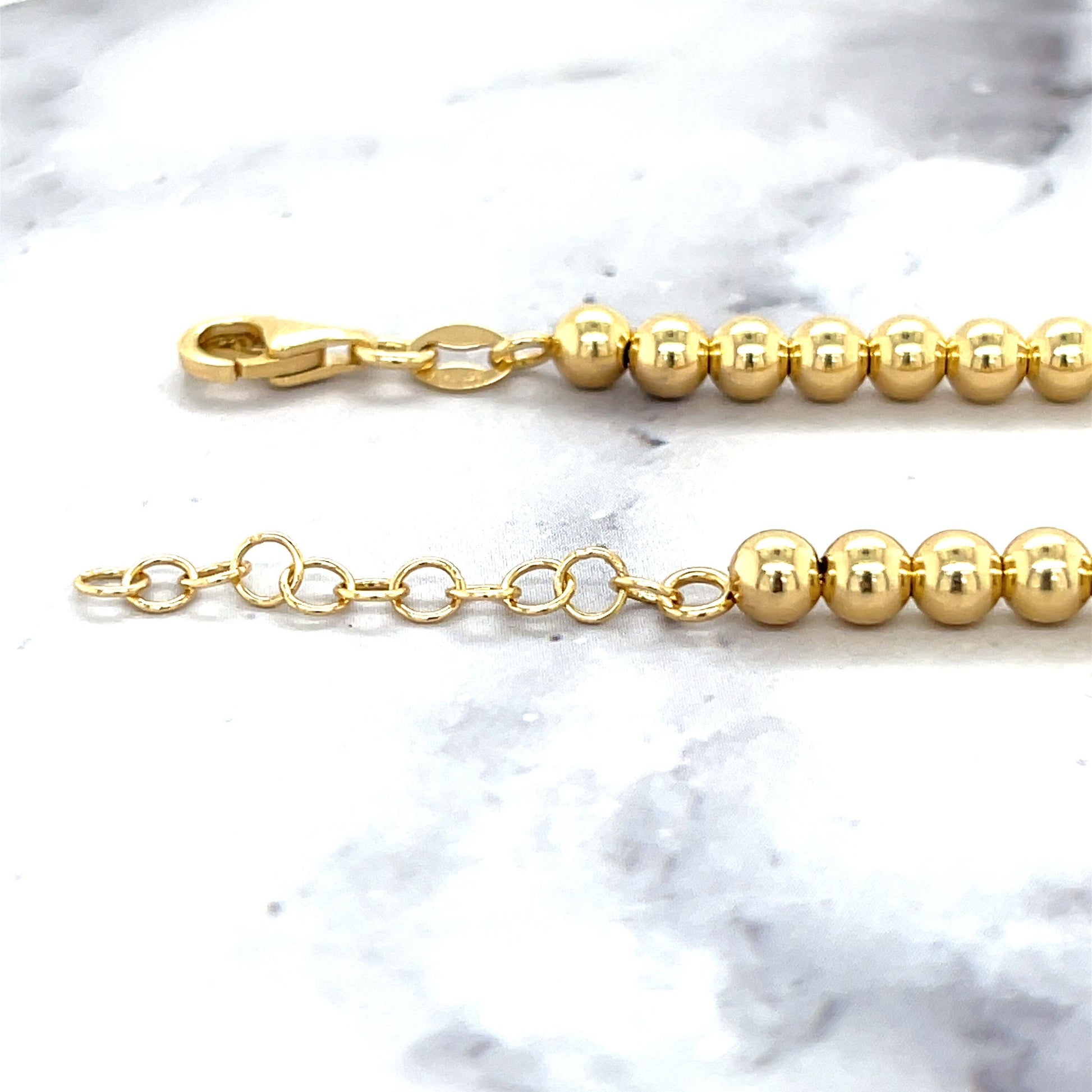 14K Yellow Gold 6"-8" Adjustable Polished Beaded Bracelet, Ball Bracelet, 4mm Wide, Women