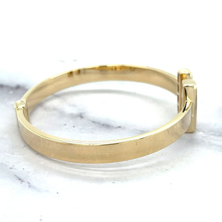 14K Yellow Gold Polished 6mm Bar Cuff Bangle, Real Gold Bracelet, Trendy Bangle, Women